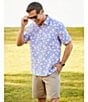 Color:Medium Blue - Image 6 - Short Sleeve Floral Polynosic Sport Shirt