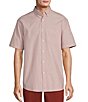 Color:Red - Image 1 - Short Sleeve Oxford Small Stripe Sport Shirt