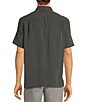 Color:Black - Image 2 - Short Sleeve Solid Polynosic Jacquard Sport Shirt