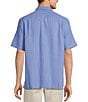 Color:Medium Blue - Image 2 - Short Sleeve Solid Polynosic Jacquard Sport Shirt