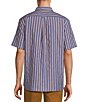 Color:Navy - Image 2 - Short Sleeve Stripe Dobby Sport Shirt