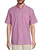 Color:Pink - Image 1 - Short Sleeve Stripe Dobby Sport Shirt