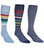 Color:Blue - Image 1 - Assorted Striped And Dotted Crew Dress Socks 3-Pack