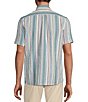 Color:White Multi - Image 2 - Blue Sirena Short Sleeve Seersucker Vertical Stripe Print Shirt