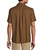Color:Ginger Brown - Image 2 - Crafted Short Sleeve Geometric Honey Print Button Front Shirt