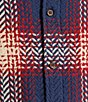 Color:Navy - Image 4 - On The Range Short Sleeve Herringbone Plaid Shirt