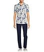 Color:White - Image 3 - Rec & Relax Short Sleeve Performance Watercolor Print Shirt
