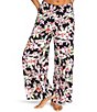Color:Anthracite - Image 1 - Midnight Avenue High Rise Tropical Floral Print Wide Leg Pants
