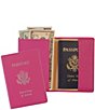 Color:Bright Pink - Image 1 - Leather Foil-Stamped RFID Blocking Passport Jacket