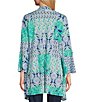 Color:Blue Moon Multi - Image 2 - Bali Patchwork Print Shawl Collar Long Sleeve Open-Front Cardigan