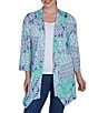 Color:Blue Moon Multi - Image 5 - Bali Patchwork Print Shawl Collar Long Sleeve Open-Front Cardigan