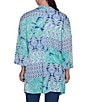 Color:Blue Moon Multi - Image 6 - Bali Patchwork Print Shawl Collar Long Sleeve Open-Front Cardigan