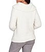 Color:Crisp White - Image 2 - Eyelash Knit Metallic Detail Ribbed Marilyn Collar Long Sleeve Pullover Sweater