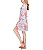 Color:Capri Multi - Image 4 - Knit Filigree Floral Scoop Neck 3/4 Flounce Sleeve A-Line Dress