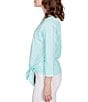 Color:Clear Blue - Image 3 - Knit V-Neck 3/4 Sleeve Tie Top