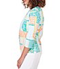 Color:Clear Blue Multi - Image 3 - Patchwork Knit Print Horseshoe Neck 3/4 Sleeve Top