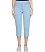 Color:Chambray - Image 1 - Petite Size Pull-On Extra Stretch Denim Cropped Capri Jeans
