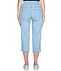 Color:Chambray - Image 2 - Petite Size Pull-On Extra Stretch Denim Cropped Capri Jeans