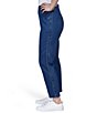 Color:Indigo - Image 4 - Petite Size Stretch Denim Side Seam Braid Trim Detailing Pull-On Ankle Jeans