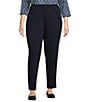 Color:Navy - Image 1 - Plus Size French Terry Elastic Waist Pull-On Pants