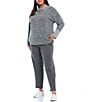 Color:Charcoal Heather - Image 3 - Plus Size French Terry Elastic Waist Pull-On Pants