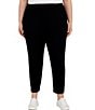Color:Black - Image 1 - Plus Size French Terry Elastic Waist Pull-On Pants