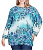 Color:Multi - Image 1 - Plus Size Eyelash Floral Print Ballet Neck Sweater Top