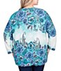 Color:Multi - Image 2 - Plus Size Eyelash Floral Print Ballet Neck Sweater Top