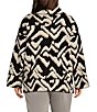 Color:Black/Ivory - Image 2 - Plus Size Ikat Cozy Jacquard Knit Cowl Neck Long Sleeve Pullover