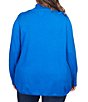 Color:Baltic - Image 2 - Plus Size Lightweight Jersey Knit Turtleneck Sweater