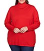 Color:Lisptick - Image 1 - Plus Size Lightweight Jersey Knit Turtleneck Sweater