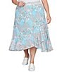 Color:Aruba Multi - Image 1 - Plus Size Paisley Tile Print Ruffle Hem Pull-On Skirt
