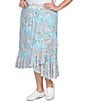 Color:Aruba Multi - Image 3 - Plus Size Paisley Tile Print Ruffle Hem Pull-On Skirt