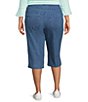 Color:Blue Denim - Image 2 - Plus Size Pull-On Extra Stretch Denim Clamdigger Capri Pants