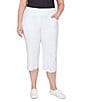 Color:White - Image 1 - Plus Size Stretch Embroidered Eyelet Hem Pull-On Pants