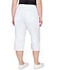 Color:White - Image 2 - Plus Size Stretch Embroidered Eyelet Hem Pull-On Pants