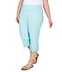 Color:Clear Blue - Image 3 - Plus Size Stretch Embroidered Eyelet Hem Pull-On Pants