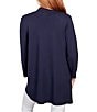 Color:Navy - Image 2 - Ribbed Placket Open-Front Pocket Cardigan