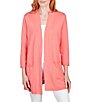 Color:Guava - Image 1 - Ribbed Placket Open-Front Pocket Cardigan