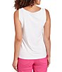 Color:White - Image 2 - Stretch Knit Scoop Neck Sleeveless Tank Top
