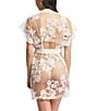 Color:Ivory - Image 2 - Charming Embroidered Lace Short Wrap Robe