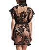 Color:Black - Image 2 - Charming Embroidered Lace Short Wrap Robe