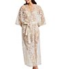 Color:Champagne - Image 1 - Embroidered 3/4 Sleeve Kiss Robe