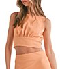 Color:Apricot - Image 1 - Jess Open Back Crew Neck Sleeveless Crop Top