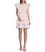 Color:Blush - Image 3 - x PALM BEACH LATELY Woven Ruffled Cap Sleeve Scalloped Tiered Mini Dress