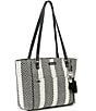 Color:Black White Soulful Desert - Image 3 - Metro Woven Top Zip Tote Bag