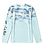 Color:Fresh Mint - Image 1 - Big Boys 8-20 Long Sleeve Aquatic Journey Fade Rashguard T-Shirt