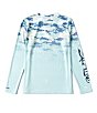 Color:Fresh Mint - Image 2 - Big Boys 8-20 Long Sleeve Aquatic Journey Fade Rashguard T-Shirt
