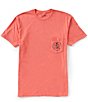 Color:Burnt Coral - Image 2 - Skull And Hooks Screen Print Short Sleeve Pocket T-Shirt
