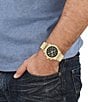 Color:Gold - Image 5 - Men's Ferragamo Tonneu Chronograph Gold Stainless Steel Bracelet Watch